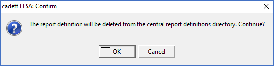 Figure 1253:  Confirmation dialogue shown when deleting a report definition