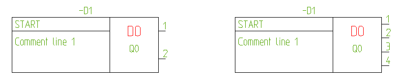 Figure 1041:  Digital output symbols with 2 and 4 connections per I/O