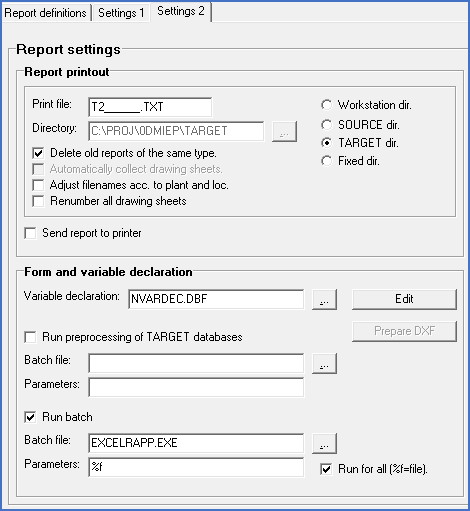 Figure 1321:  The relevant part of the Settings 2 tab of the Report definition.