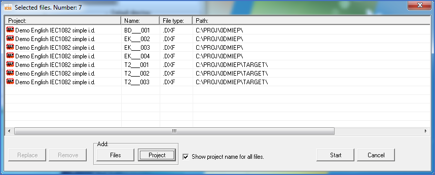 Figure 1366:  Files from both the SOURCE and the TARGET directories have been selected.