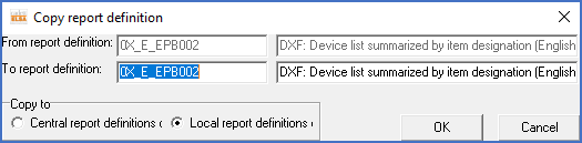 Figure 1251:  Dialogue box for copying of report definitions in network installations