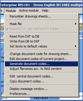 Figure 614:  Accessing the “Generate document codes...” feature.