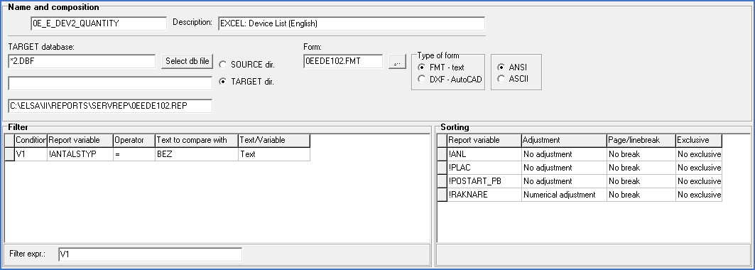 Figure 1325:  The Settings 1 tab of the report definition