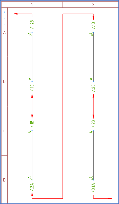 Figure 440:  Priority between rows gives a logical result in a vertical drawing sheet, like this.