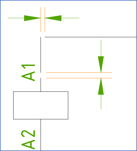 Figure 454:  This figure shows two examples of gaps. If these gaps are smaller than the specified tolerance, the lines will still be considerd as "connected".