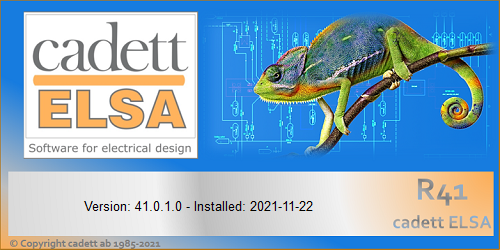 Figure 48:  In this example, cadett ELSA R41, revision 1.0 is running.The software was installed 2021-11-22.