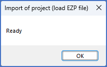 Figure 232:  This message box confirms that the projects have been imported.