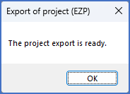Figure 237:  This message box confirms that the projects have been exported.
