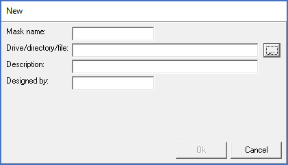 Figure 684:  When creating a new mask using the "New" toolbar button, an empty dialogue box like shown here is displayed.