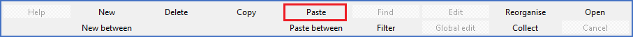 Figure 534:  The "Paste" command in the toolbar