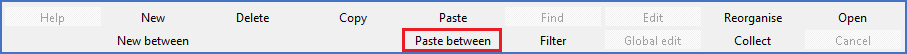 Figure 535:  The "Paste between" command in the toolbar