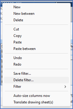 Figure 551:  The "Delete filter..." command in the context menu of the survey