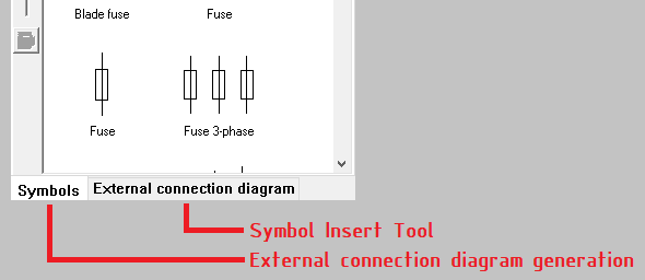 Figure 1077:  Symbol Insert and External connection diagram mode tabs