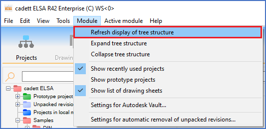 Figure 100:  The "Refresh display of tree structure" command in the "Module" pull-down menu