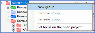 Figure 107:  Create a new top level group by right-clicking the root and selecting "New group".