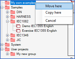 Figure 108:  The group named "My new group" has been dragged and dropped in the group "My own examples".
