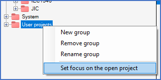 Figure 82:  The "Set focus on the open project" command Figure 82:  The "Set focus on the open project" command