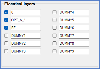 Figure 315: The figure shows the "Electrical layers" section of the "Drawing manager 1" tab in a project that uses the IEC1082 symbol library. Figure 315: The figure shows the "Electrical layers" section of the "Drawing manager 1" tab in a project that uses the IEC1082 symbol library.