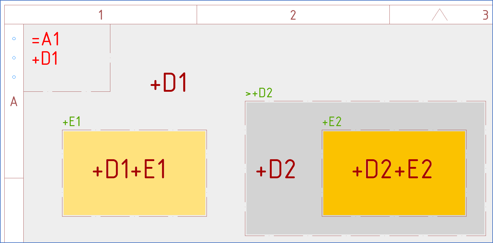 Figure 371:  This figure illustrates how location is calculated for "boxes in boxes" and the use of "greater than" for multiple level item designations.