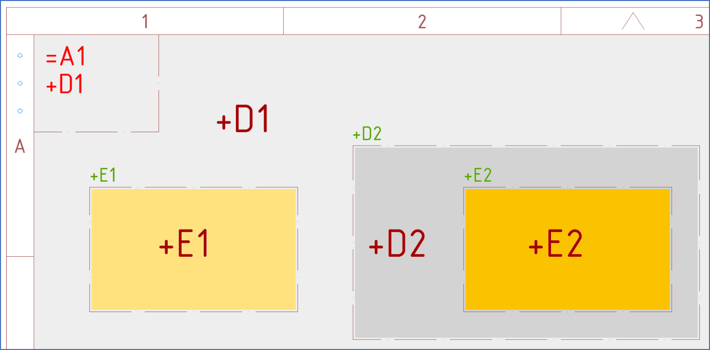 Figure 372:  This figure illustrates how location is calculated for "boxes in boxes" when multiple level designations are not used.