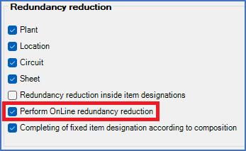 Figure 424:  The "Perform OnLine redundancy reduction" check-box
