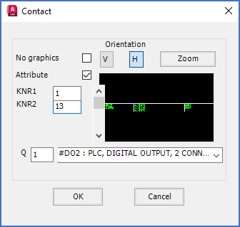 Figure 901: In the "Contact" dialogue, you specify function code (type of I/O) and connection point numbers for each I/O.