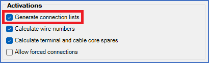 Figure 488:  The "Generate connection lists" check-box is not used for anything.
