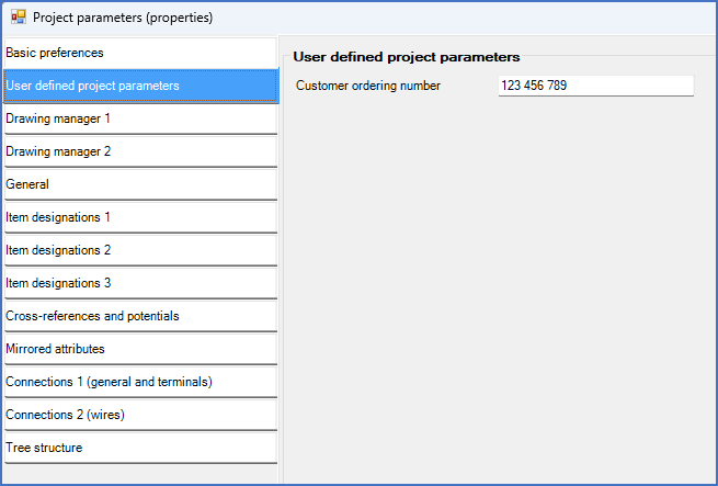 Figure 274:  This example contains one user defined project parameter.
