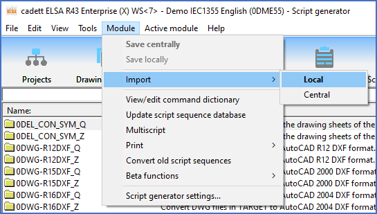 Figure 1389:  Feature to import script sequences exported with the discontinued export feature
