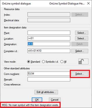 Figure 1504:  The ”Select” button may be used to change which contact to book, in the same way as within a conventional project. The error message in the bottom may be ignored since the control is made within the sub-project only.