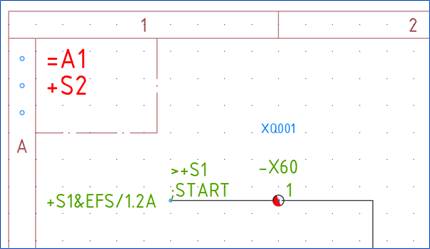 Figure 1497:  When the drawing sheet is saved the next time, for example using the “Save DXF” command, or when shifting to another sheet, the cross-reference is updated.