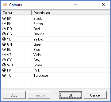 Figure 1158: Dialogue for editing of the list of available colours