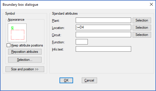 Figure 512:  When double-clicking the right boundary box, this dialogue box is displayed. Please note that the + reference (location) is entered in the location field.
