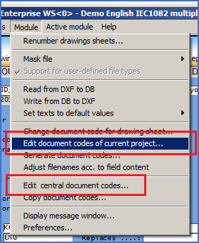Figure 612:  Commands to edit document codes.