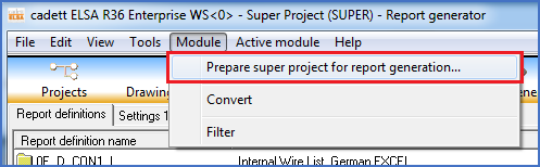 Figure 1312:  The "Prepare super project for report generation" command